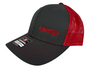 "Exergy" Mesh Hat - Charcoal and Red